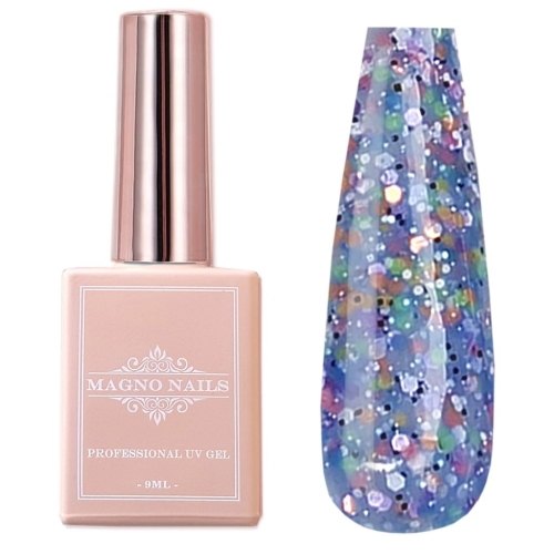 Preview: UV Gel - 5417 - Night Glow Confetti Gel - Funky Blue
